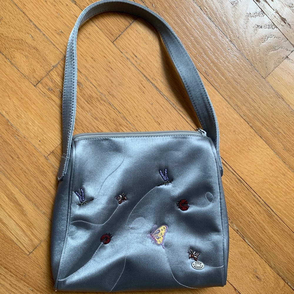 Vintage Steve Madden satin bag w/ bug embroidery